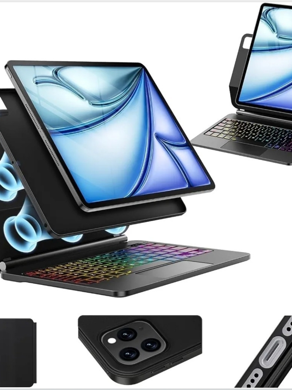 iPad Air 13 M4 M3 M2 Keyboard Case Pro 12.9 Backlit Trackpad Magnetic Stand